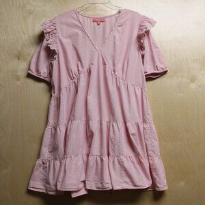 Simply Southern Pink Tiered Ricrac Dress Womens' Sz Lg